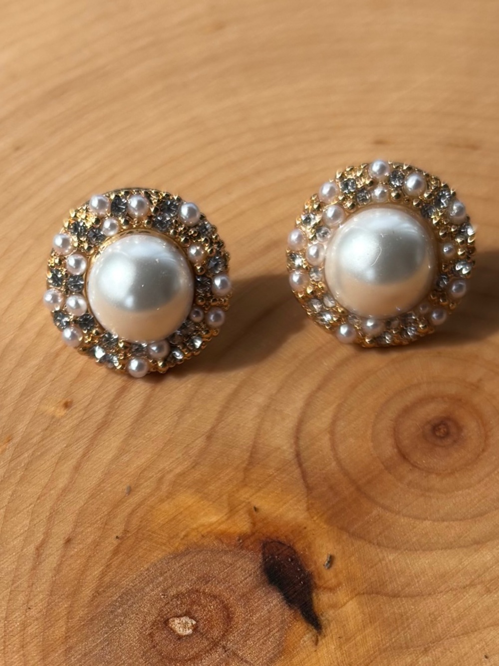 Vintage-Inspired Gold-Tone Crystal stud earrings for pierced ears